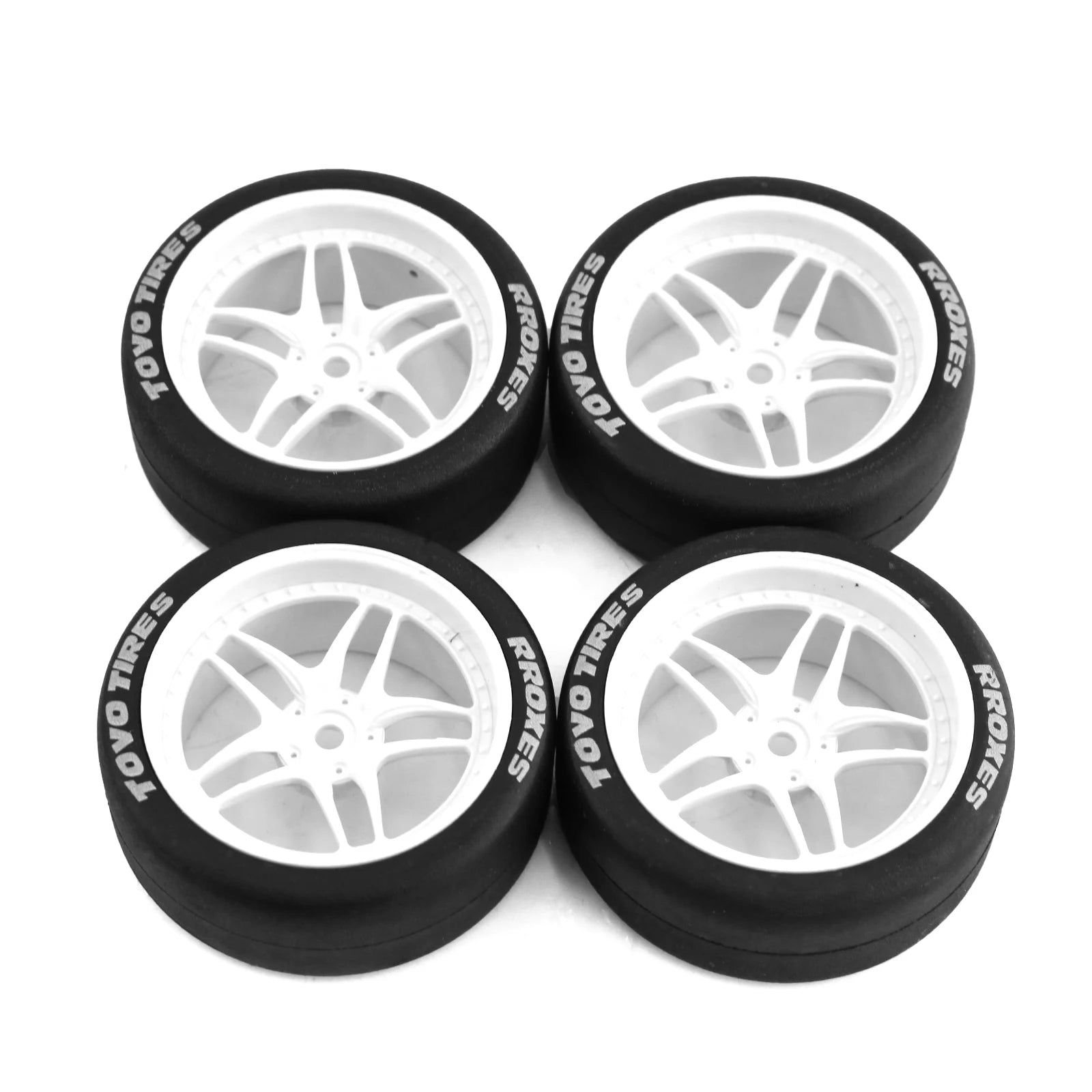 4pcs Drift Rally Tires with Wheel Hubs for 1/10 RC Cars – Compatible with HSP, Wltoys 144001, 124018, 124019, 124017