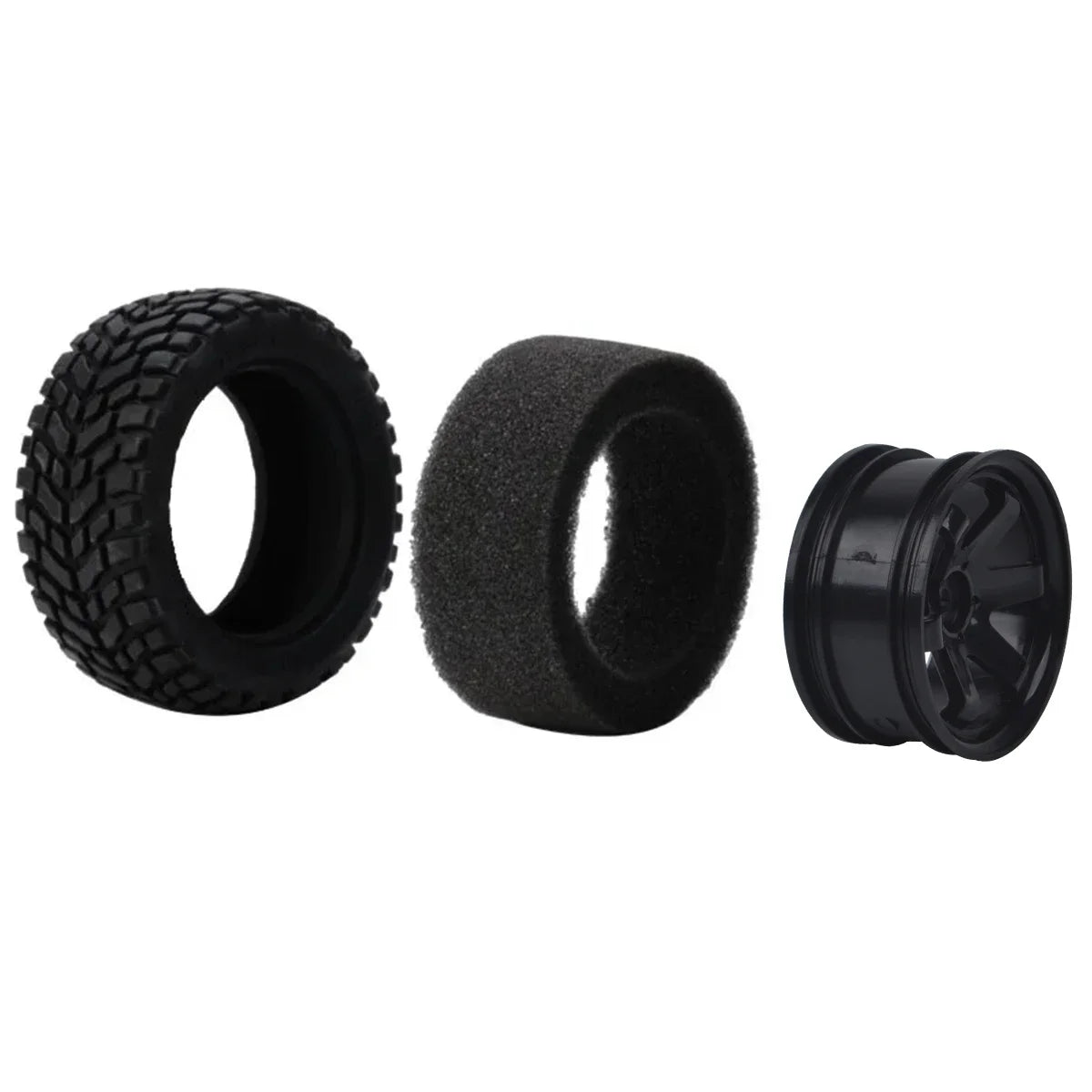 75mm RC Rally Car Rubber Tires with 12mm Hex Rims for 1/10–1/16 On-Road Touring Cars HSP