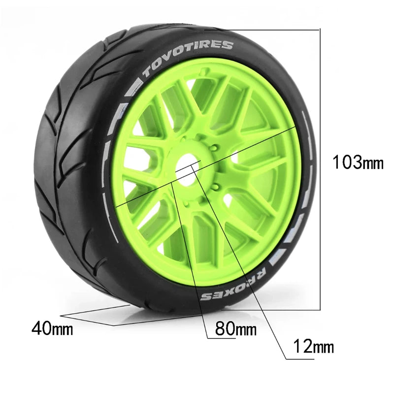 4pcs 103mm 1/8 Off-Road Buggy Tires with 17mm Hex for ARRMA, Traxxas, Redcat, Losi, Kyosho & More