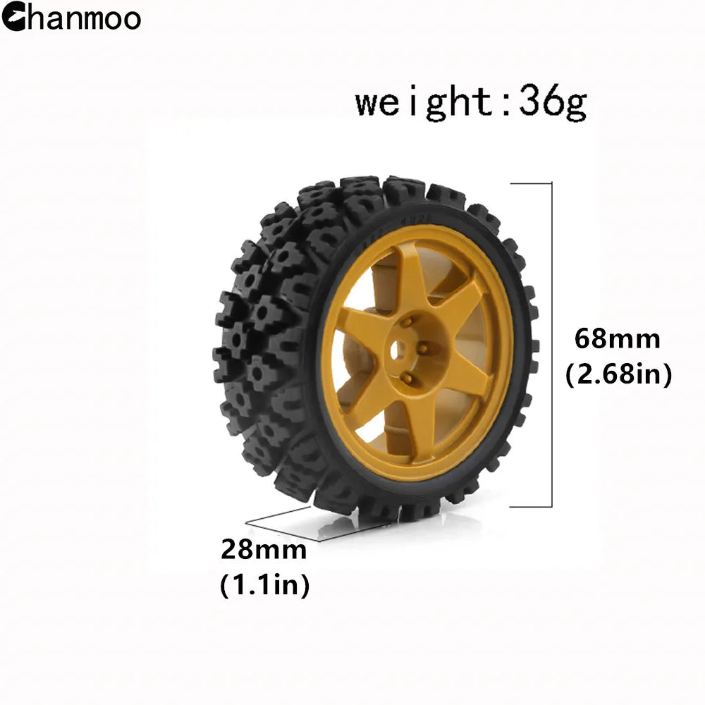 1/10 RC Rally On-Road Tires with 12mm Hex – Fits Tamiya XV01/XV02/TA06/TT01/TT02, PTG2, 144001, A959, HPI