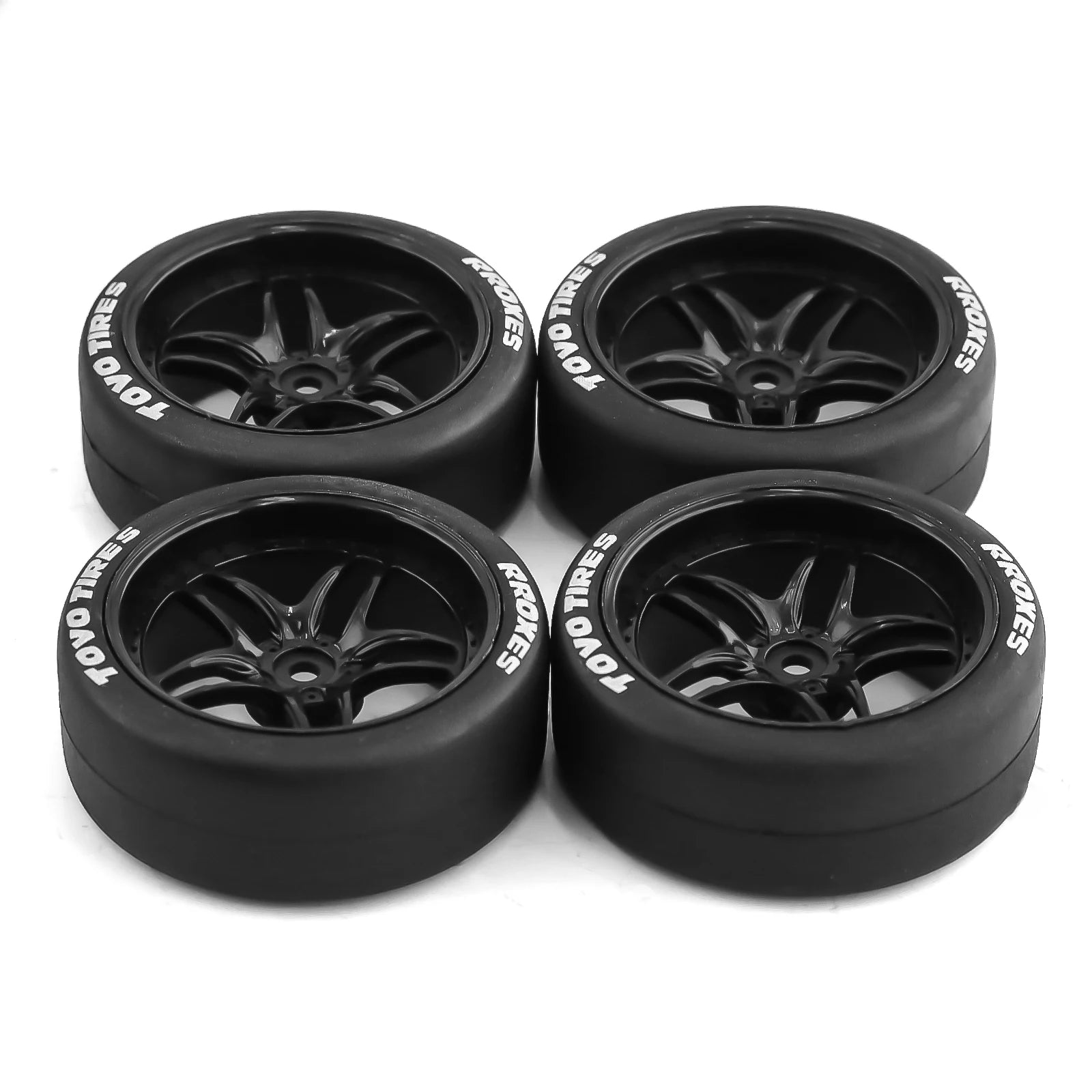 4pcs Drift Rally Tires with Wheel Hubs for 1/10 RC Cars – Compatible with HSP, Wltoys 144001, 124018, 124019, 124017