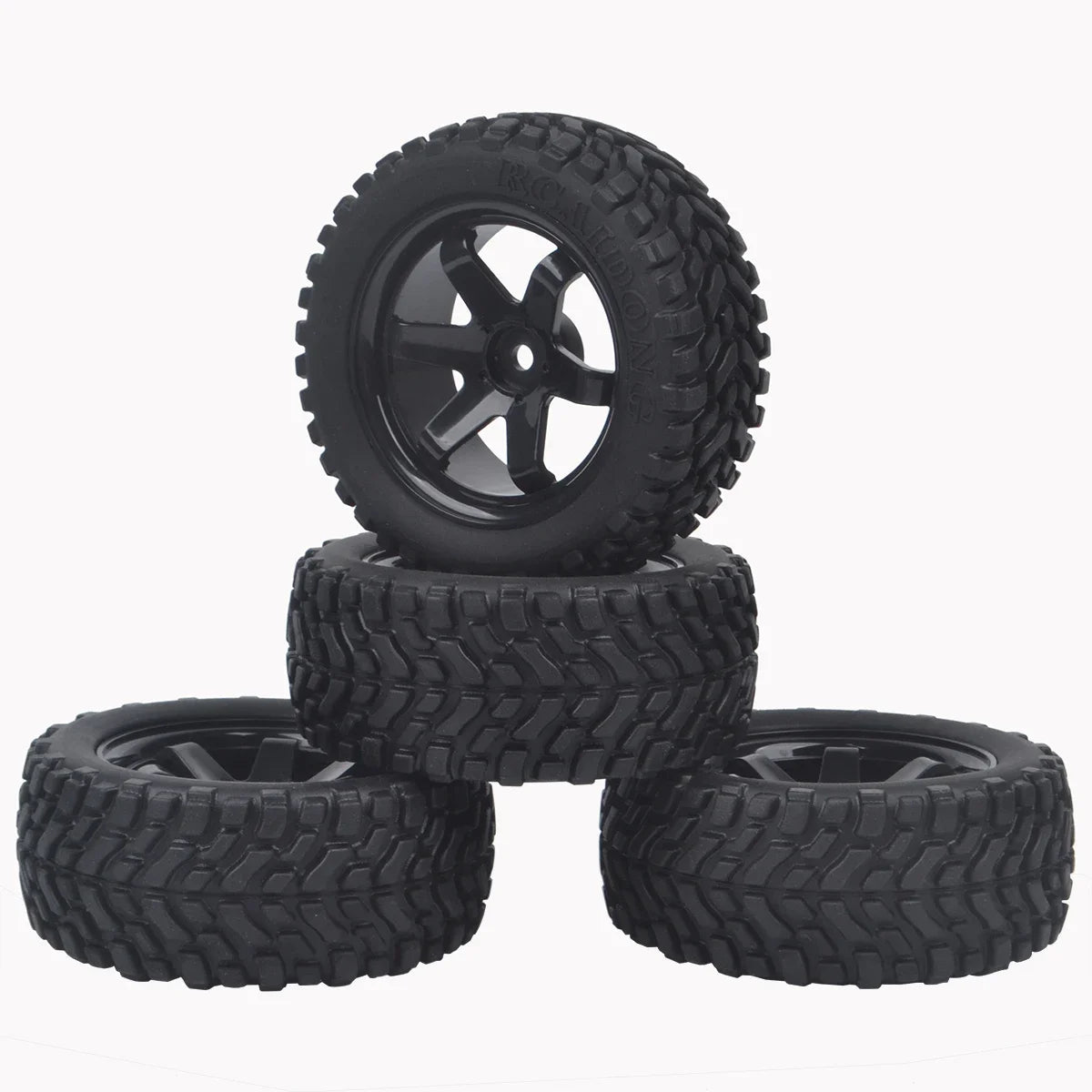 75mm RC Rally Car Rubber Tires with 12mm Hex Rims for 1/10–1/16 On-Road Touring Cars HSP