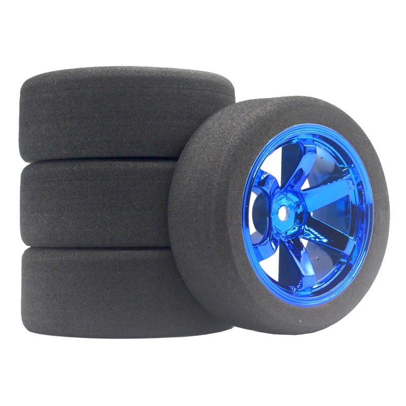 1/10 RC Flat Car Sponge Racing Tires with 6° Hub – Compatible with HSP 94123, Sakura D4, TT02
