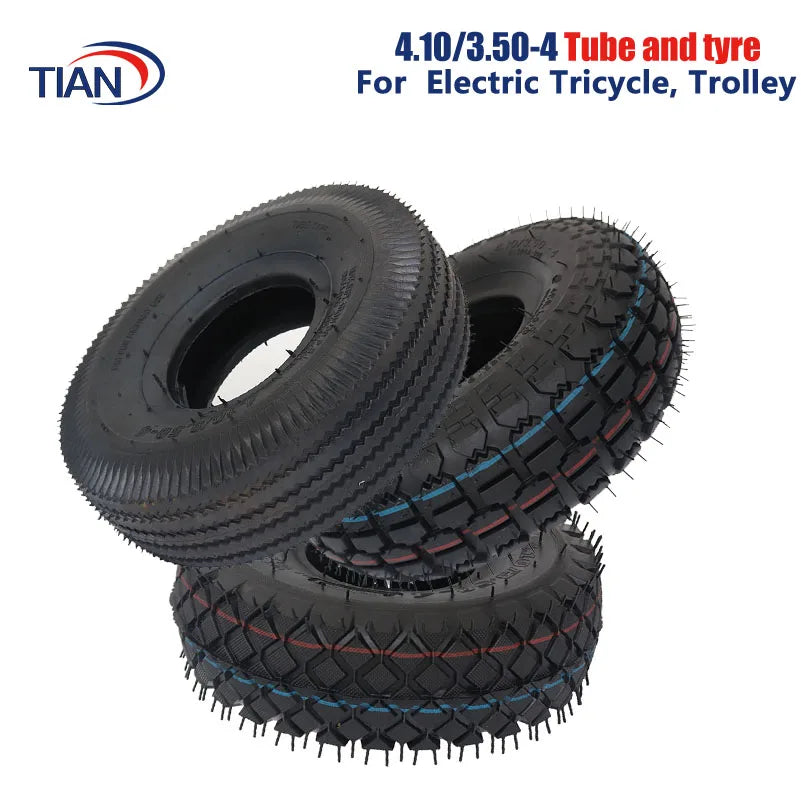 4.10/3.50-4 Tire & Inner Tube Set for Electric Tricycle, Scooter, Trolley, Warehouse Cart