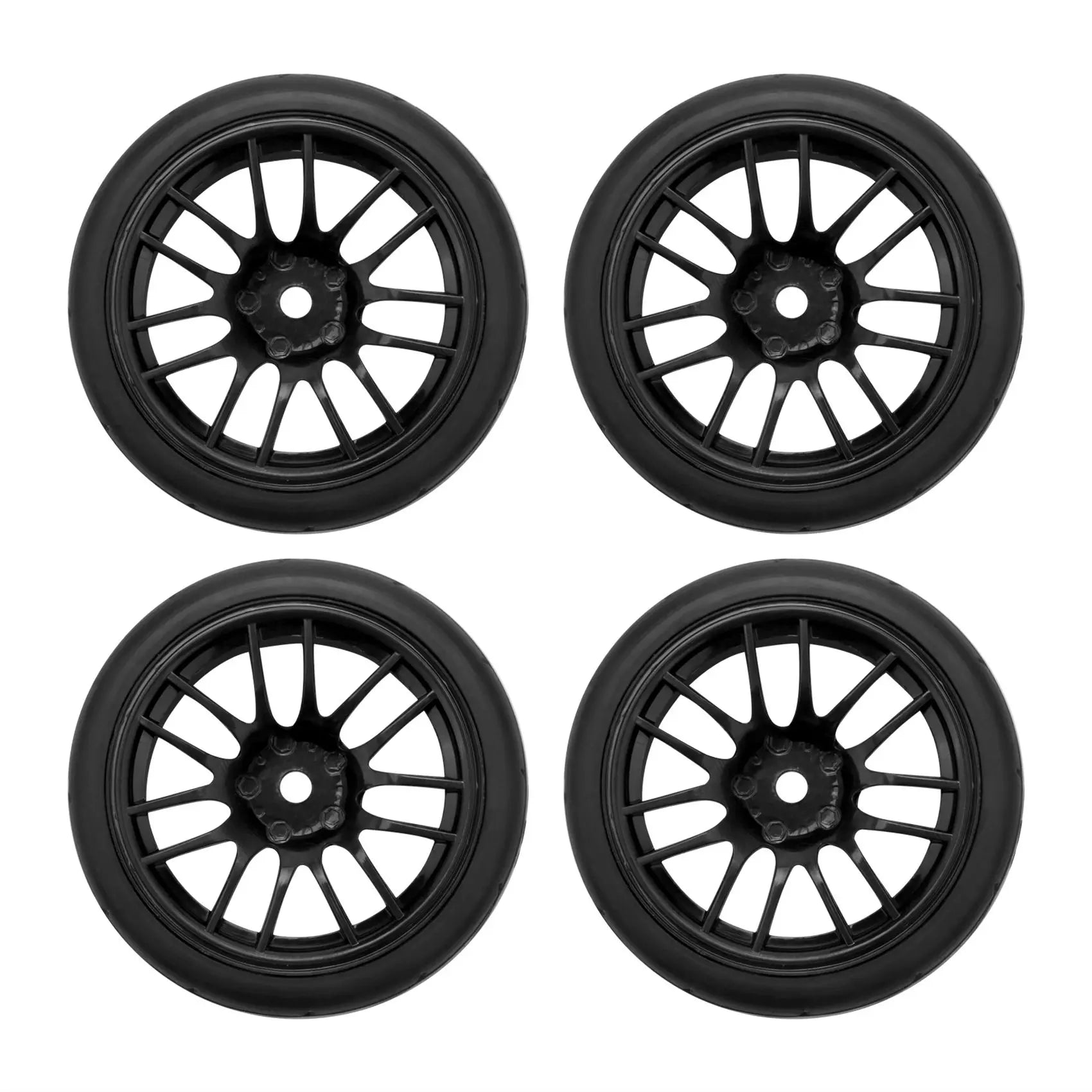 4pcs 1/10 RC On-Road Racing Tires with Rims for 9068-6081 RC Car