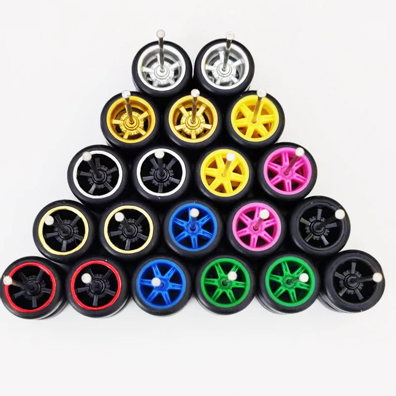 20pcs (10 Sets) 1/64 Alloy Wheels with Off-Road Tires – Modified for Matchbox, Domeka, Tomy Car Models