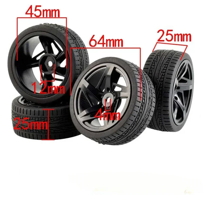 64mm 1/10 On-Road Drift Car Tires for Tamiya TT01 TT02 XV01 TA06 PTG-2 HPI Kyosho HSP