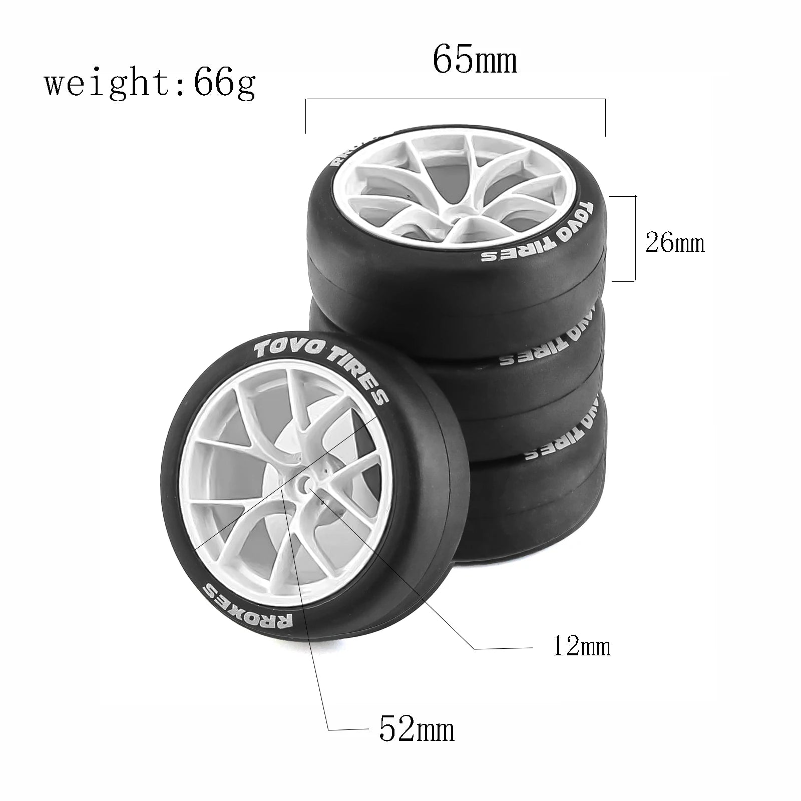 4pcs Drift Rally Tires with Wheel Hubs for 1/10 RC Cars – Compatible with HSP, Wltoys 144001, 124018, 124019, 124017