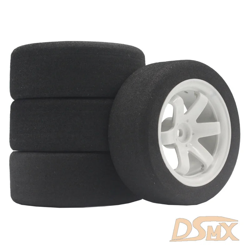1/10 RC Flat Car Sponge Racing Tires with 6° Hub – Compatible with HSP 94123, Sakura D4, TT02