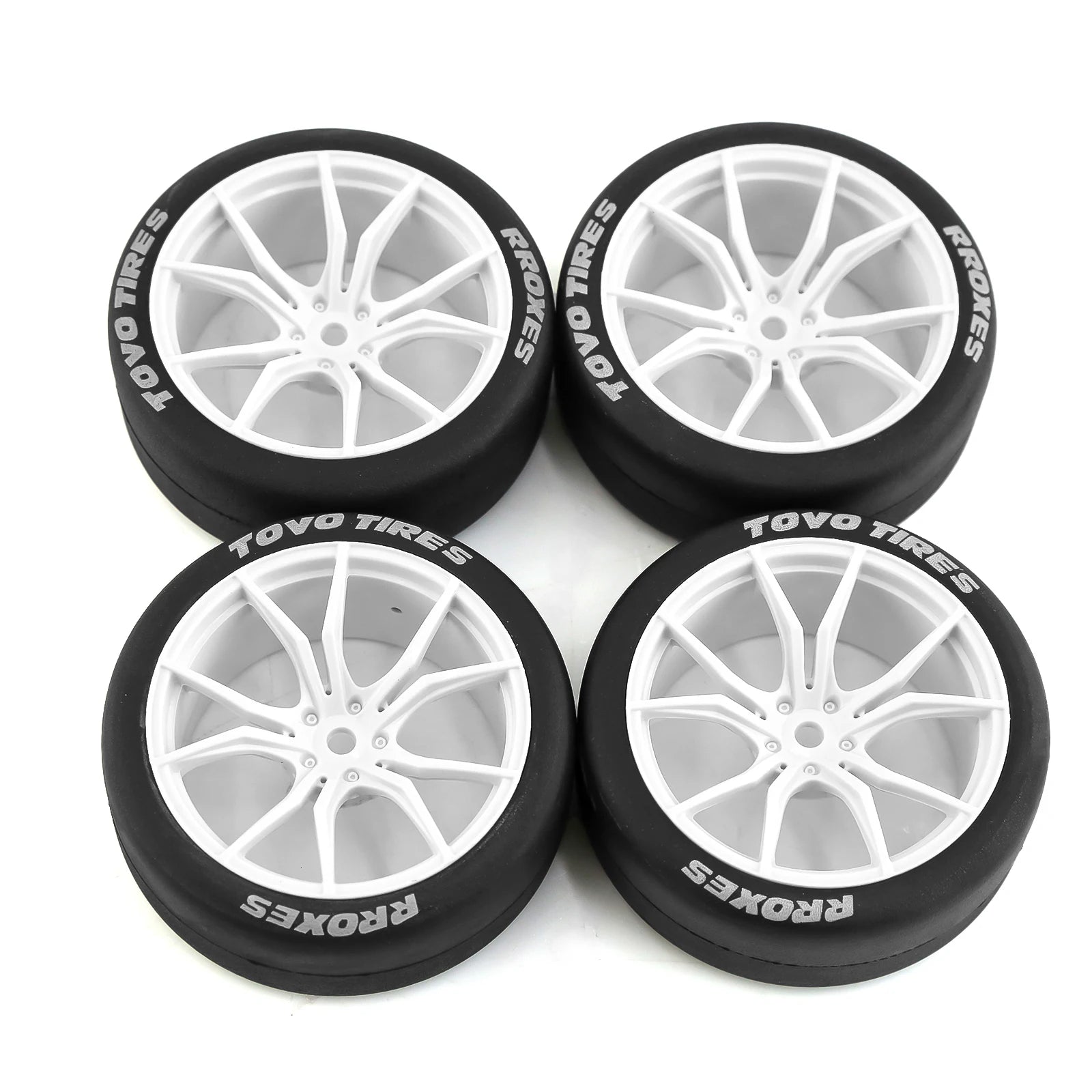 4pcs Drift Rally Tires with Wheel Hubs for 1/10 RC Cars – Compatible with HSP, Wltoys 144001, 124018, 124019, 124017