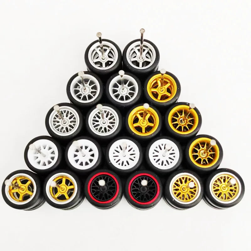 20pcs (10 Sets) 1/64 Alloy Wheels with Off-Road Tires – Modified for Matchbox, Domeka, Tomy Car Models
