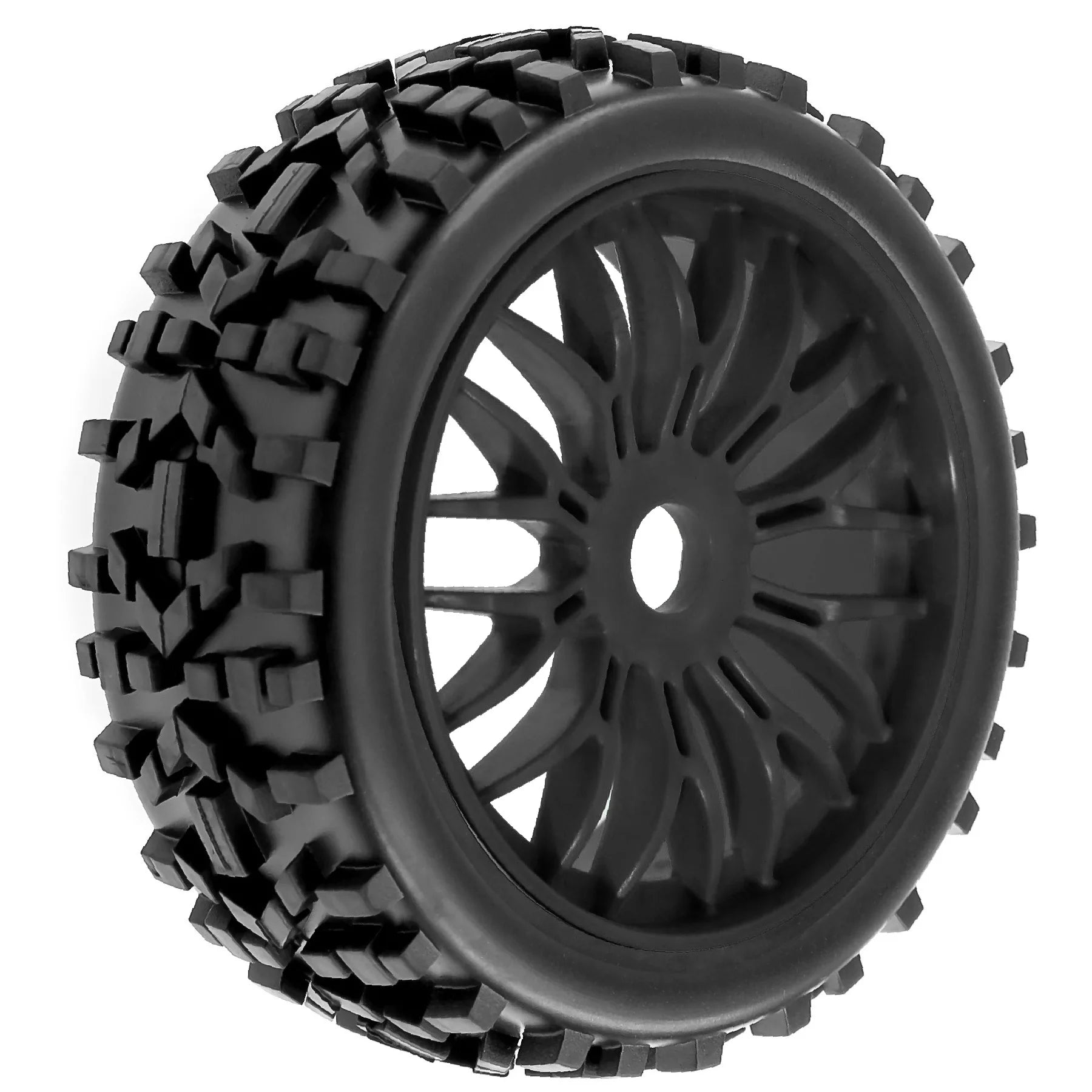 4.52'' OD Rubber Tires with 17mm Hub & Plastic Rims for 1/8 RC Cars – Fits Arrma Python, HSP, Redcat, Kyosho, Traxxas, Losi, HPI, XTR