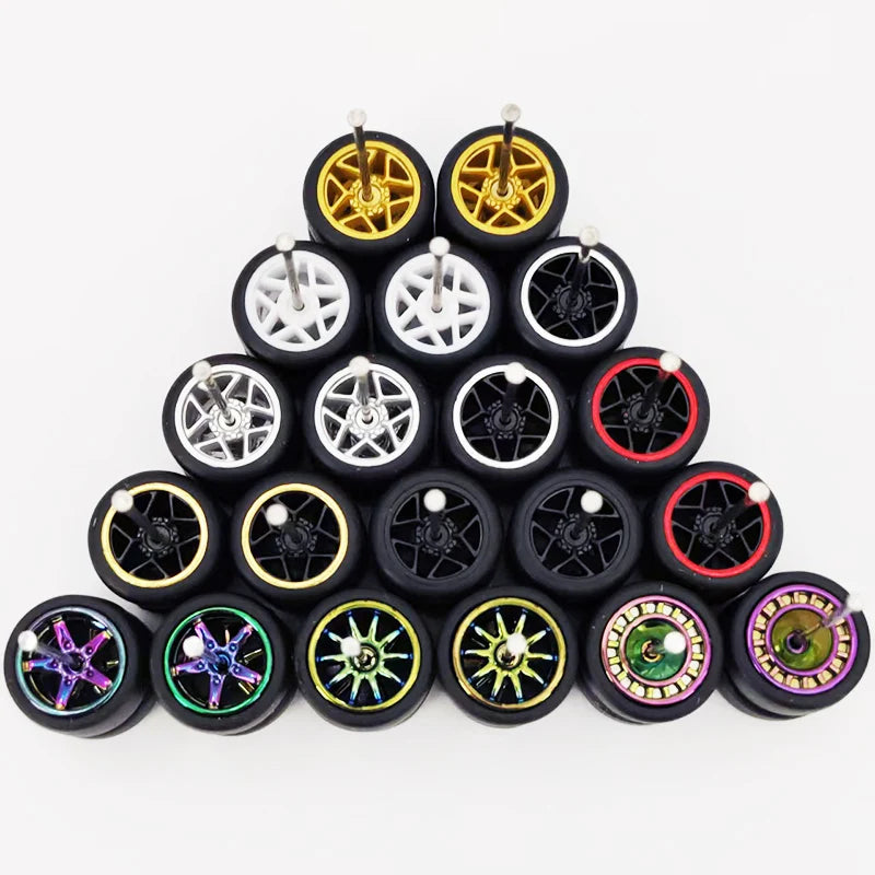 20pcs (10 Sets) 1/64 Alloy Wheels with Off-Road Tires – Modified for Matchbox, Domeka, Tomy Car Models