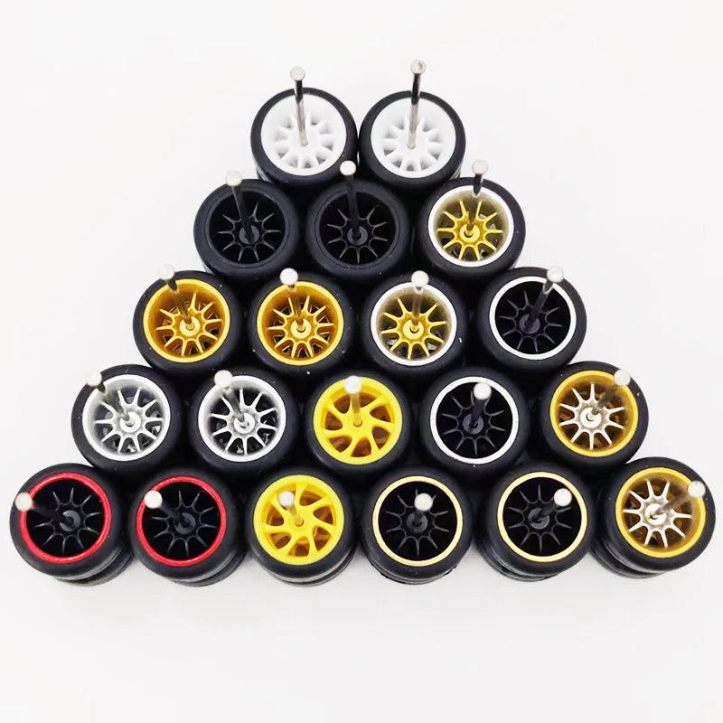 20pcs (10 Sets) 1/64 Alloy Wheels with Off-Road Tires – Modified for Matchbox, Domeka, Tomy Car Models