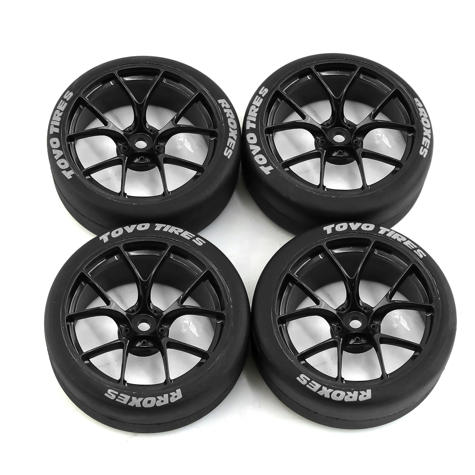 4pcs Drift Rally Tires with Wheel Hubs for 1/10 RC Cars – Compatible with HSP, Wltoys 144001, 124018, 124019, 124017