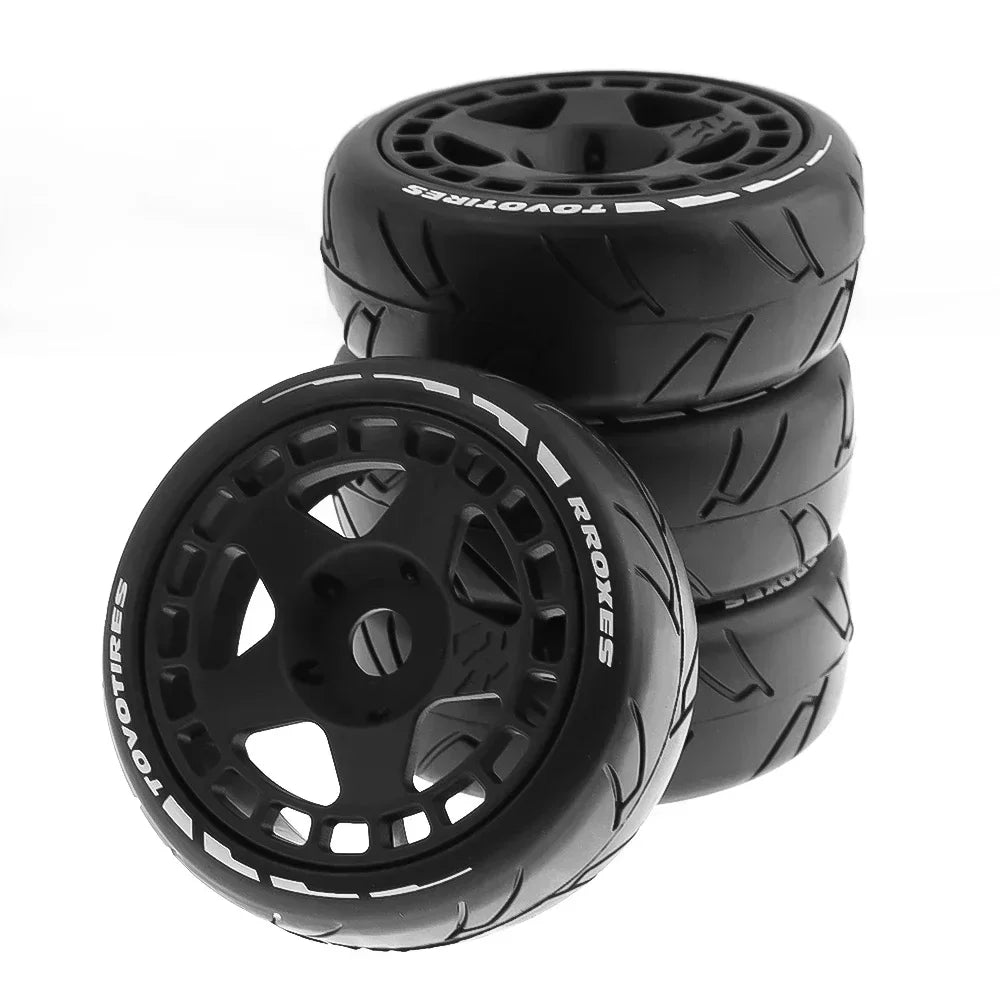 1 Set 105mm Rubber Tire with Plastic Wheel & 17mm Adapter – For 1/8 On-Road Rally RC Cars (HSP, ZD Racing, HPI, WLtoys, ARRMA)