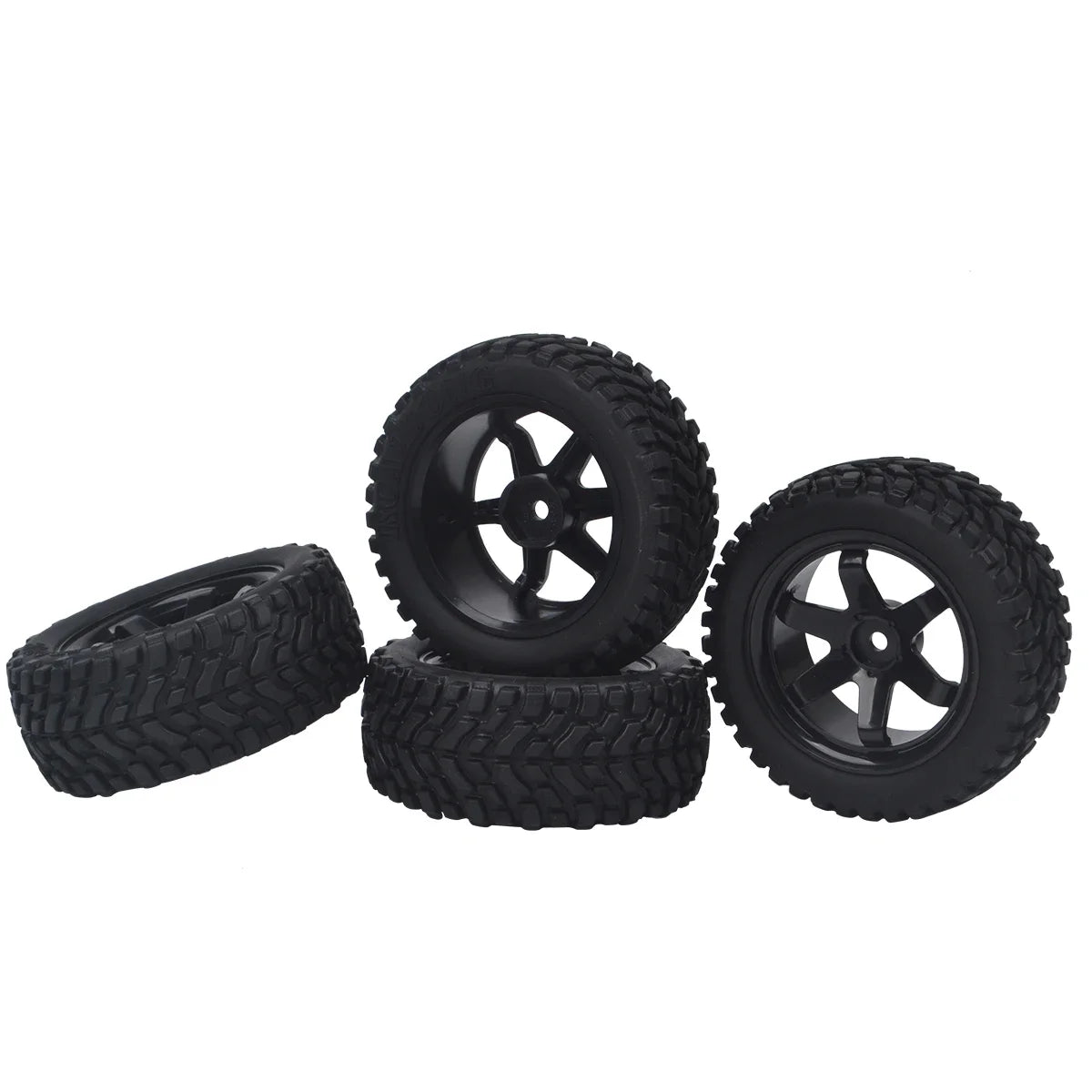 75mm RC Rally Car Rubber Tires with 12mm Hex Rims for 1/10–1/16 On-Road Touring Cars HSP