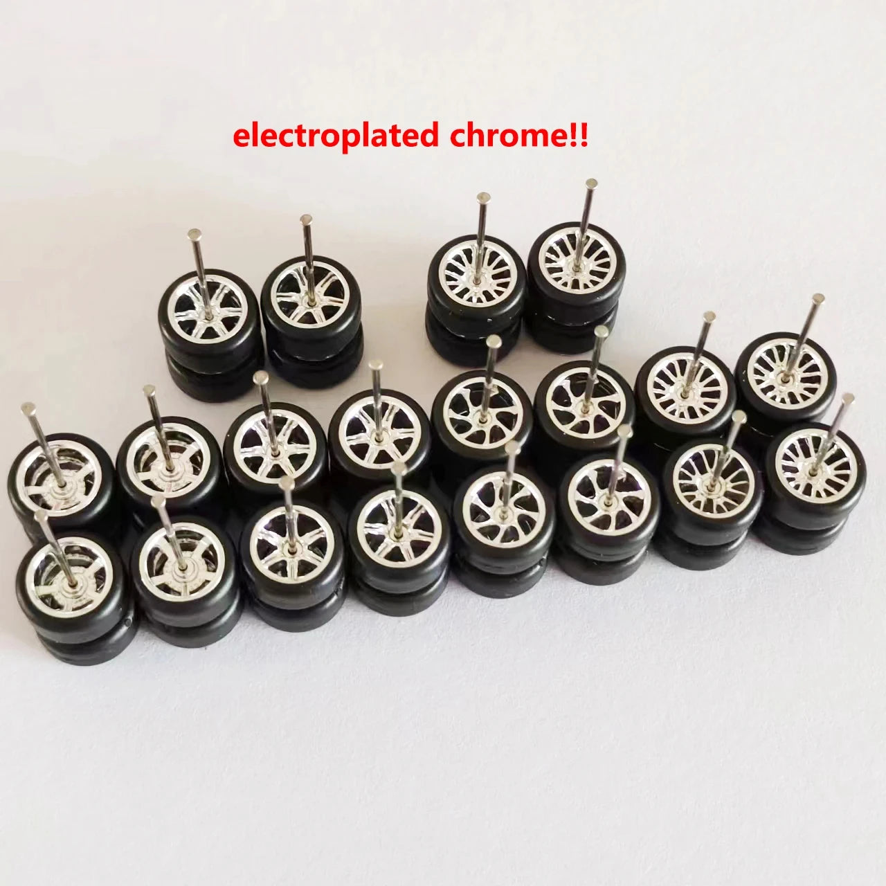20pcs (10 Sets) 1/64 Alloy Wheels with Off-Road Tires – Modified for Matchbox, Domeka, Tomy Car Models