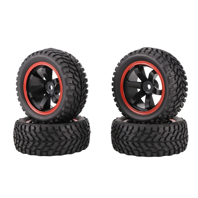 75mm Rubber Tires with Wheel Rims for 1/10 RC Rally Cars – Fits HSP 94123, HPI, Kyosho, Tamiya