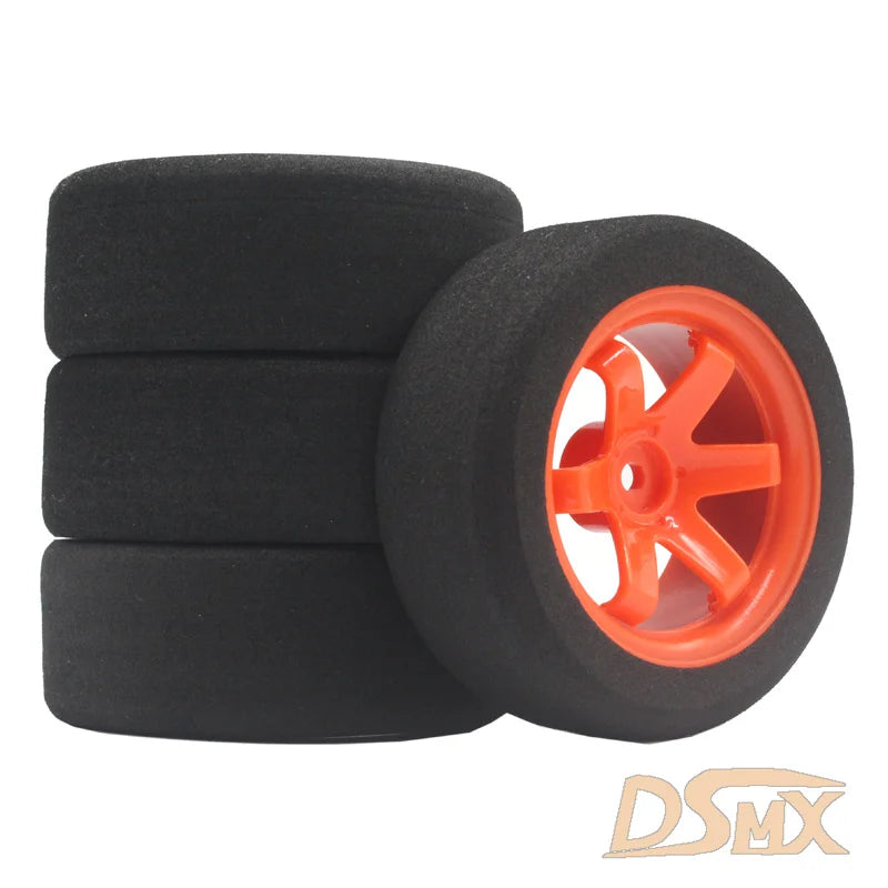 1/10 RC Flat Car Sponge Racing Tires with 6° Hub – Compatible with HSP 94123, Sakura D4, TT02