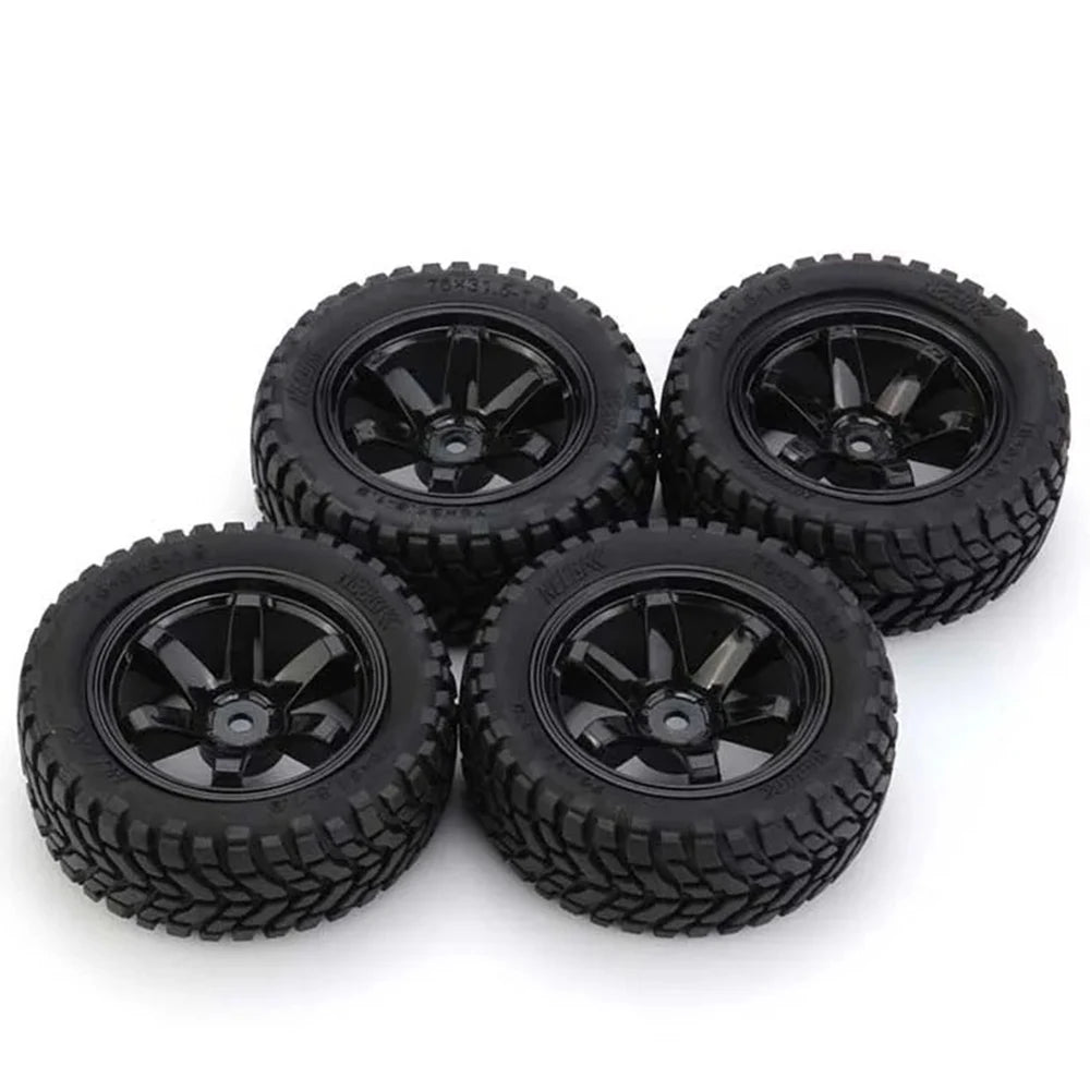 75mm RC Rally Car Rubber Tires with 12mm Hex Rims for 1/10–1/16 On-Road Touring Cars HSP