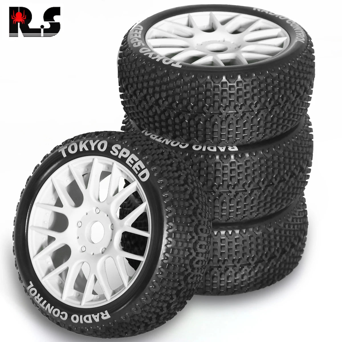 4pcs 110mm 1/8 Off-Road Buggy Tires with 17mm Hex – Fits ARRMA Typhon, Talion, Traxxas, Redcat, Losi, Kyosho, HPI, HSP, VRX