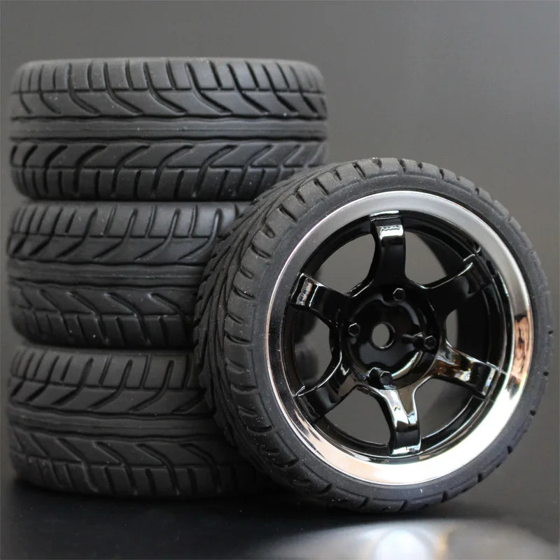 1/10 RC Racing Car Tires with Rims (4pcs, 65mm) – Fits HSP & HPI Models