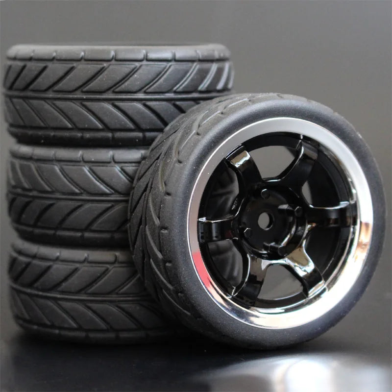 1/10 RC Racing Car Tires with Rims (4pcs, 65mm) – Fits HSP & HPI Models