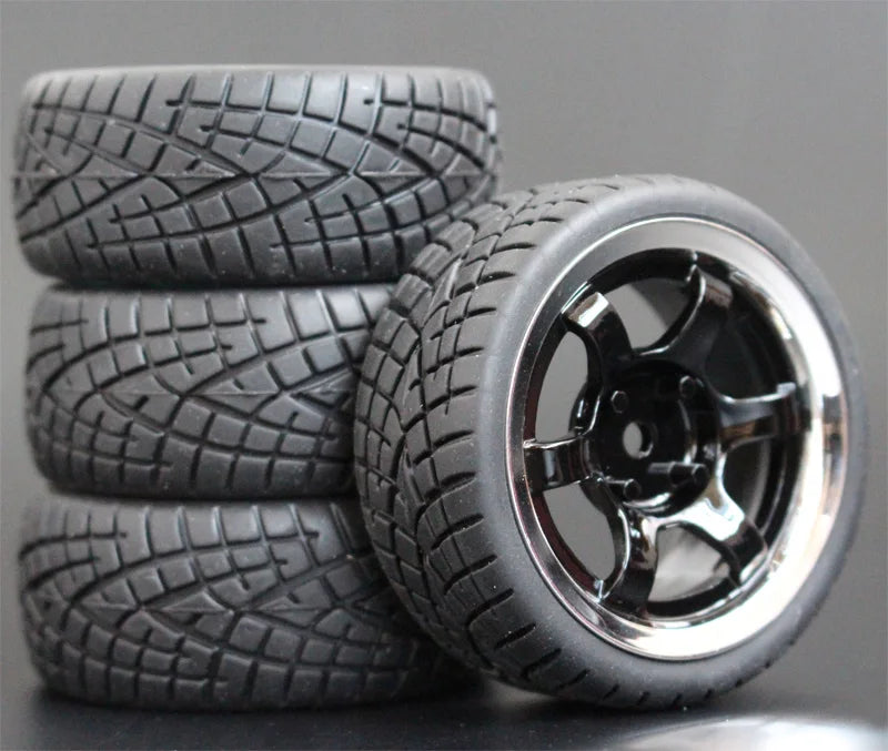 1/10 RC Racing Car Tires with Rims (4pcs, 65mm) – Fits HSP & HPI Models