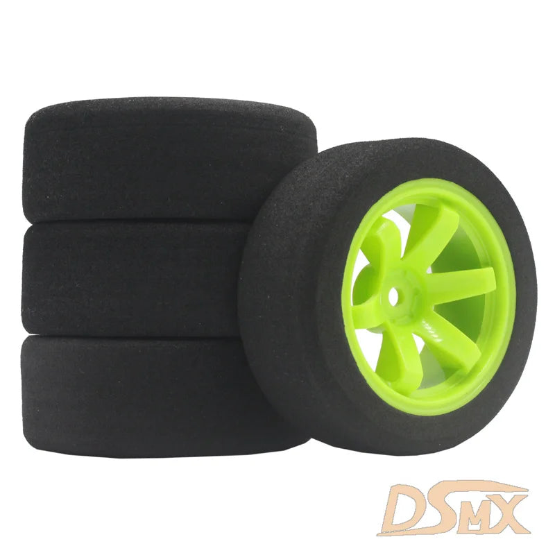 1/10 RC Flat Car Sponge Racing Tires with 6° Hub – Compatible with HSP 94123, Sakura D4, TT02