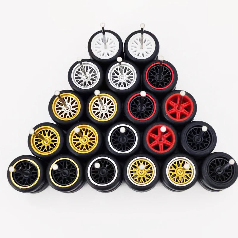 20pcs (10 Sets) 1/64 Alloy Wheels with Off-Road Tires – Modified for Matchbox, Domeka, Tomy Car Models