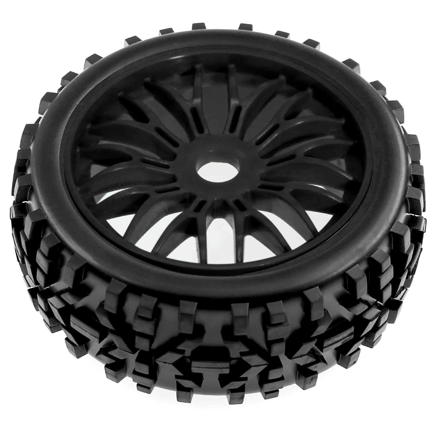 4.52'' OD Rubber Tires with 17mm Hub & Plastic Rims for 1/8 RC Cars – Fits Arrma Python, HSP, Redcat, Kyosho, Traxxas, Losi, HPI, XTR