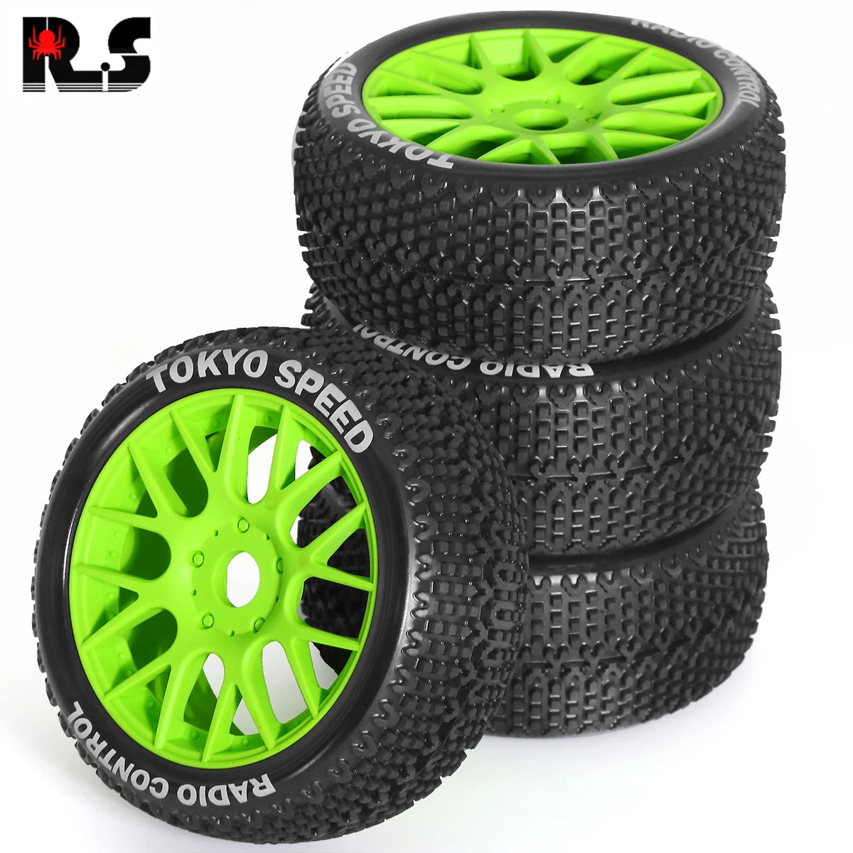 4pcs 110mm 1/8 Off-Road Buggy Tires with 17mm Hex – Fits ARRMA Typhon, Talion, Traxxas, Redcat, Losi, Kyosho, HPI, HSP, VRX