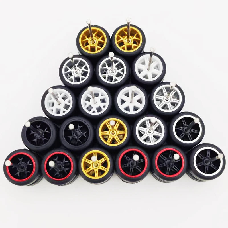 20pcs (10 Sets) 1/64 Alloy Wheels with Off-Road Tires – Modified for Matchbox, Domeka, Tomy Car Models