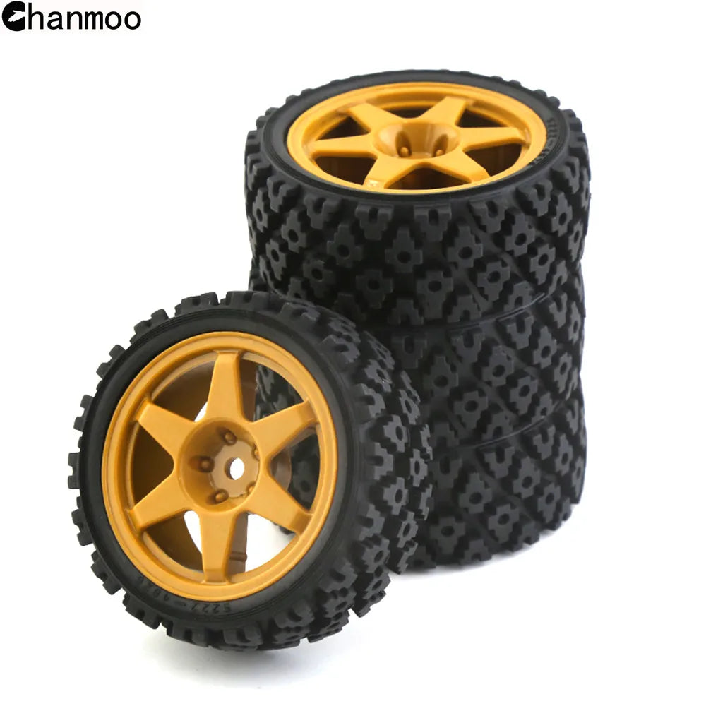 1/10 RC Rally On-Road Tires with 12mm Hex – Fits Tamiya XV01/XV02/TA06/TT01/TT02, PTG2, 144001, A959, HPI