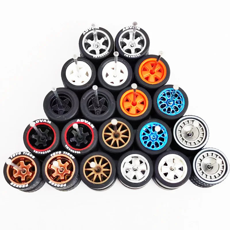 20pcs (10 Sets) 1/64 Alloy Wheels with Off-Road Tires – Modified for Matchbox, Domeka, Tomy Car Models