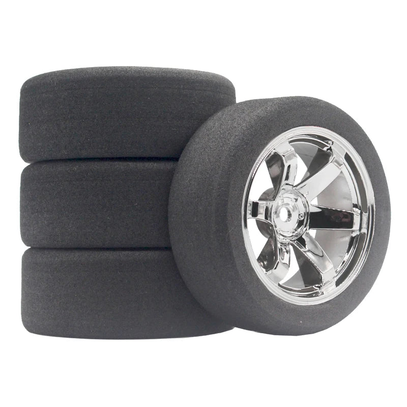 1/10 RC Flat Car Sponge Racing Tires with 6° Hub – Compatible with HSP 94123, Sakura D4, TT02