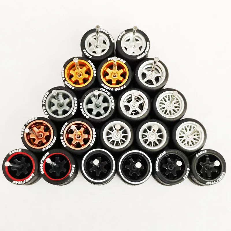 20pcs (10 Sets) 1/64 Alloy Wheels with Off-Road Tires – Modified for Matchbox, Domeka, Tomy Car Models