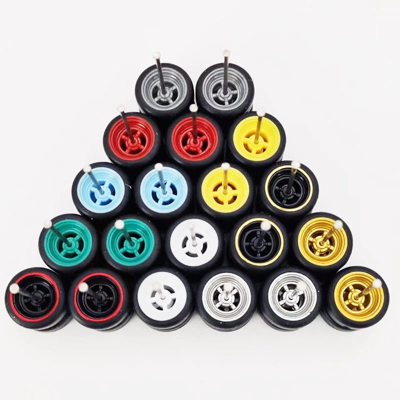 20pcs (10 Sets) 1/64 Alloy Wheels with Off-Road Tires – Modified for Matchbox, Domeka, Tomy Car Models
