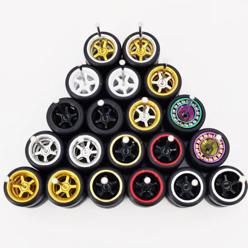 20pcs (10 Sets) 1/64 Alloy Wheels with Off-Road Tires – Modified for Matchbox, Domeka, Tomy Car Models