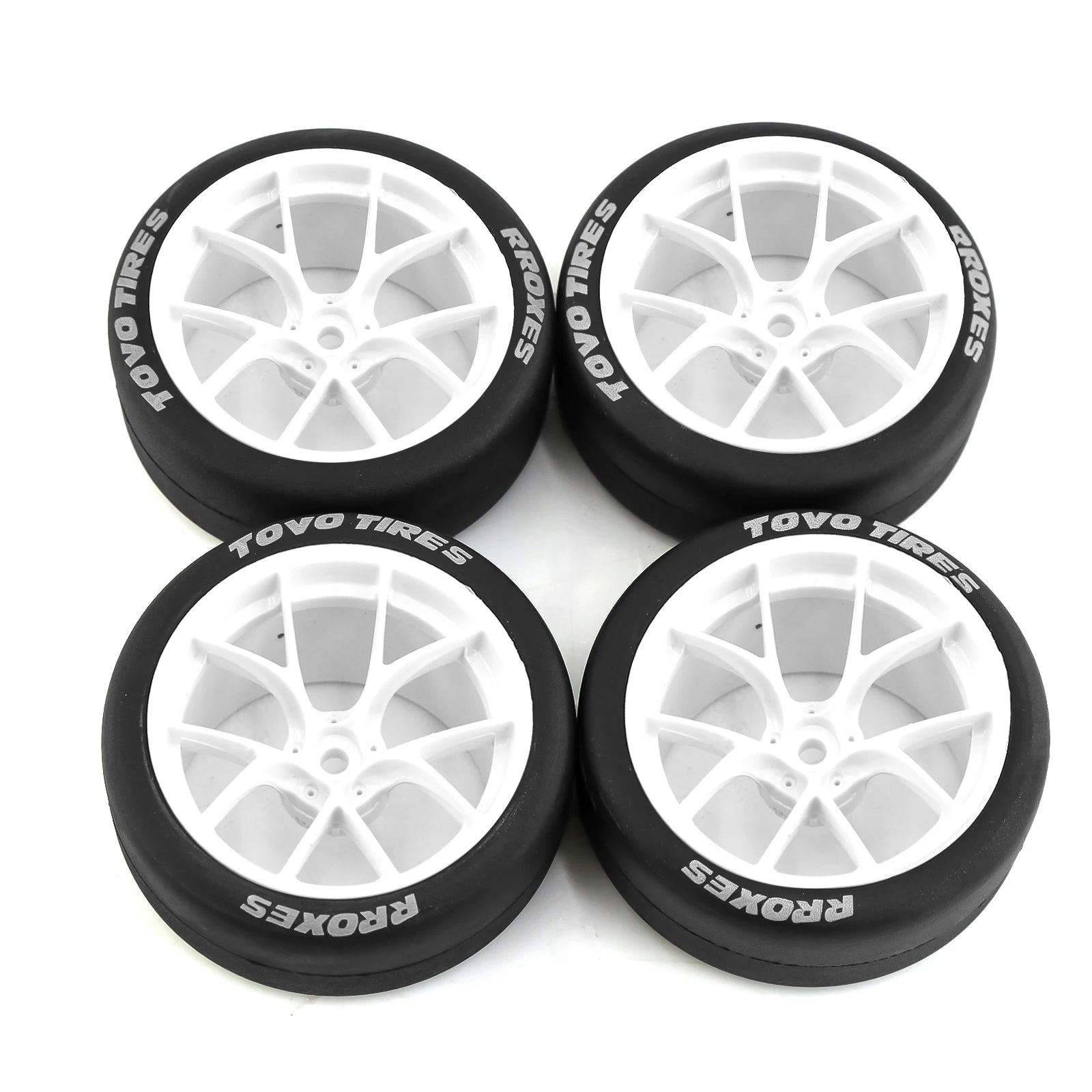 4pcs Drift Rally Tires with Wheel Hubs for 1/10 RC Cars – Compatible with HSP, Wltoys 144001, 124018, 124019, 124017