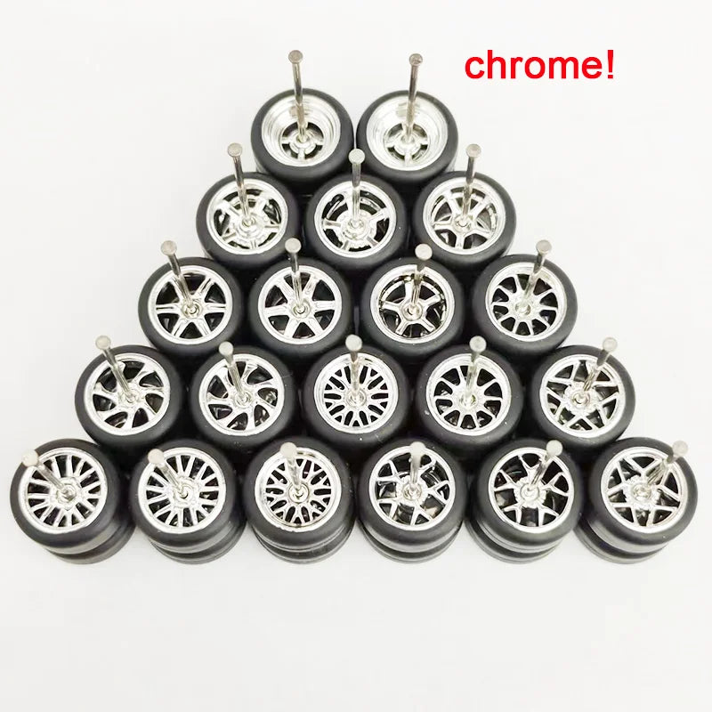20pcs (10 Sets) 1/64 Alloy Wheels with Off-Road Tires – Modified for Matchbox, Domeka, Tomy Car Models