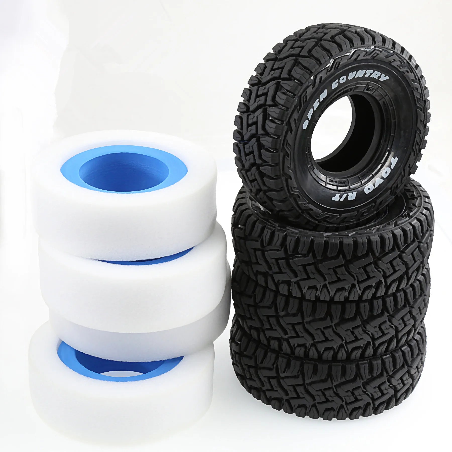 1.9 Rubber Mud Tires with Soft & Hard Foam Inserts – For 1/10 RC Crawler (Axial SCX10, TRX4, RBX10, RC4WD, D90, Redcat Gen8)
