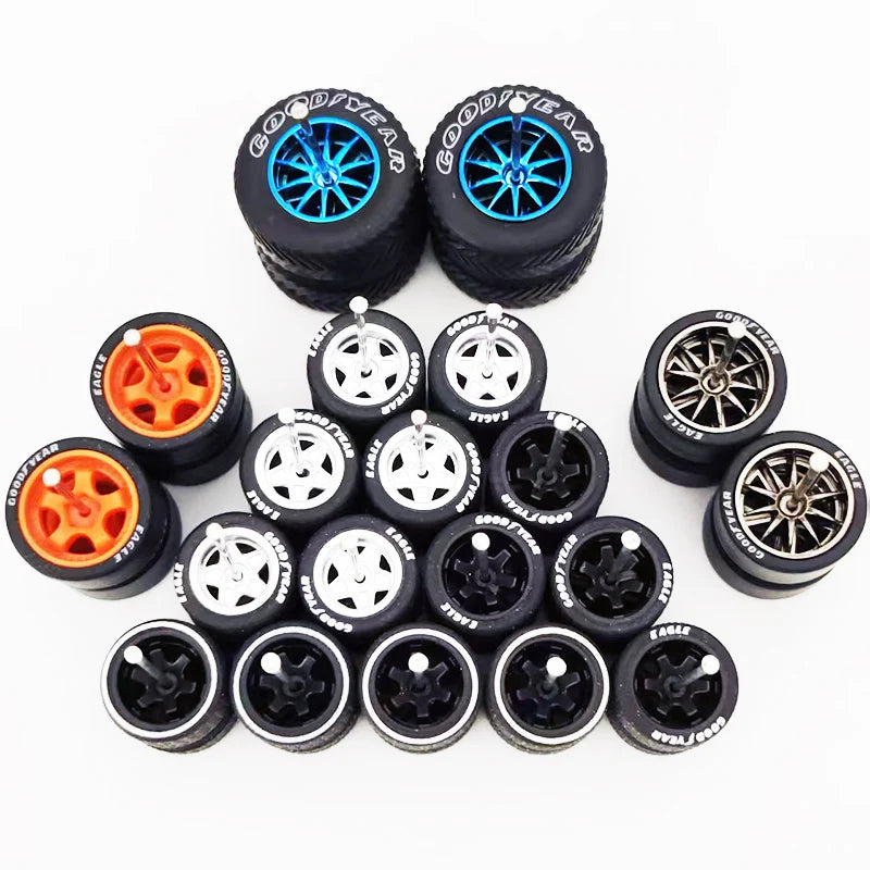 20pcs (10 Sets) 1/64 Alloy Wheels with Off-Road Tires – Modified for Matchbox, Domeka, Tomy Car Models