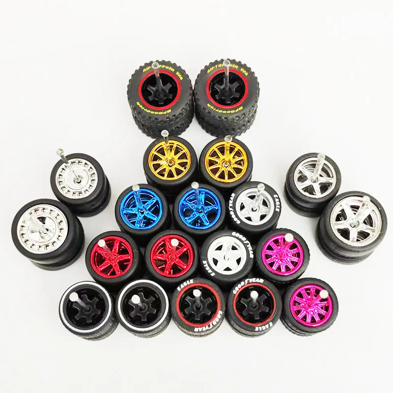 20pcs (10 Sets) 1/64 Alloy Wheels with Off-Road Tires – Modified for Matchbox, Domeka, Tomy Car Models