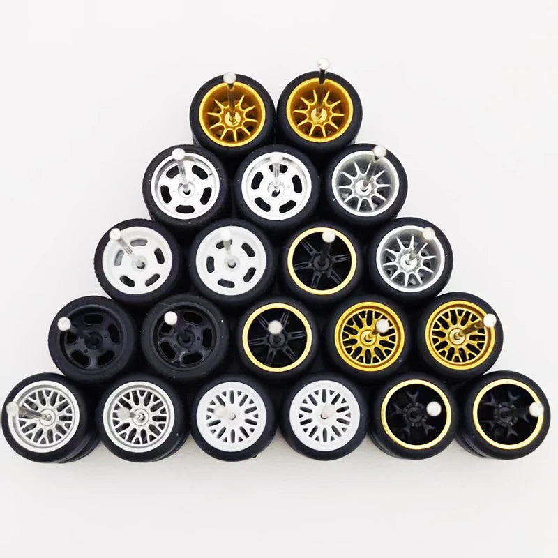 20pcs (10 Sets) 1/64 Alloy Wheels with Off-Road Tires – Modified for Matchbox, Domeka, Tomy Car Models