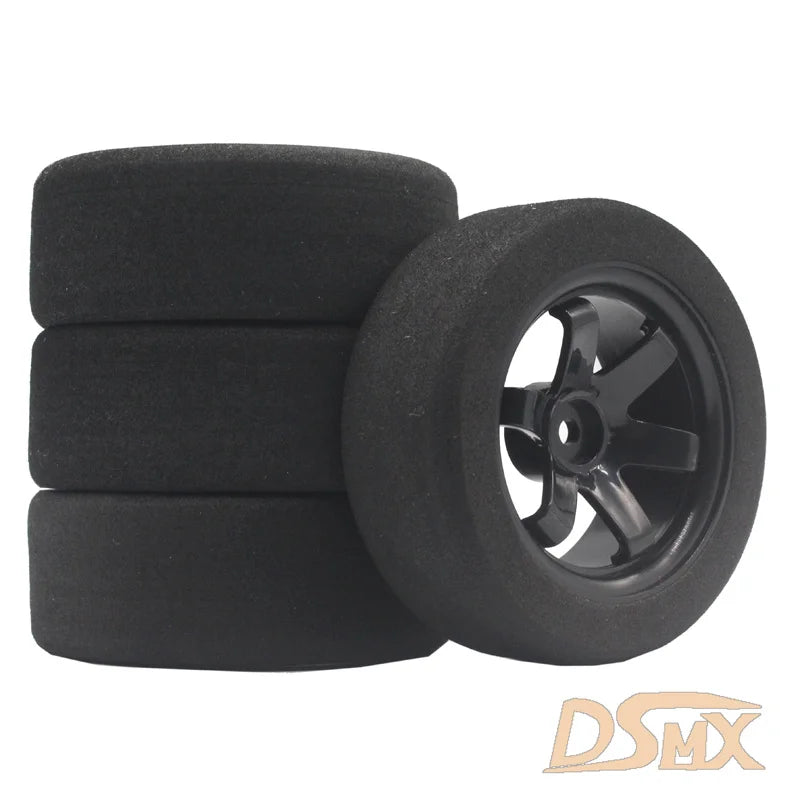 1/10 RC Flat Car Sponge Racing Tires with 6° Hub – Compatible with HSP 94123, Sakura D4, TT02