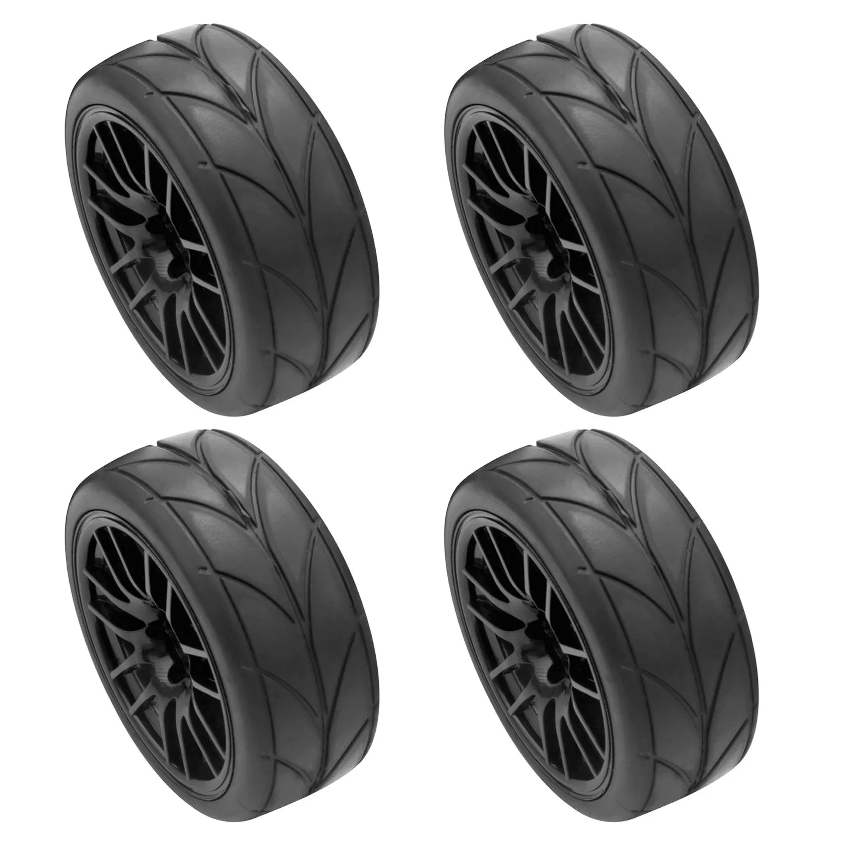 4pcs 1/10 RC On-Road Racing Tires with Rims for 9068-6081 RC Car