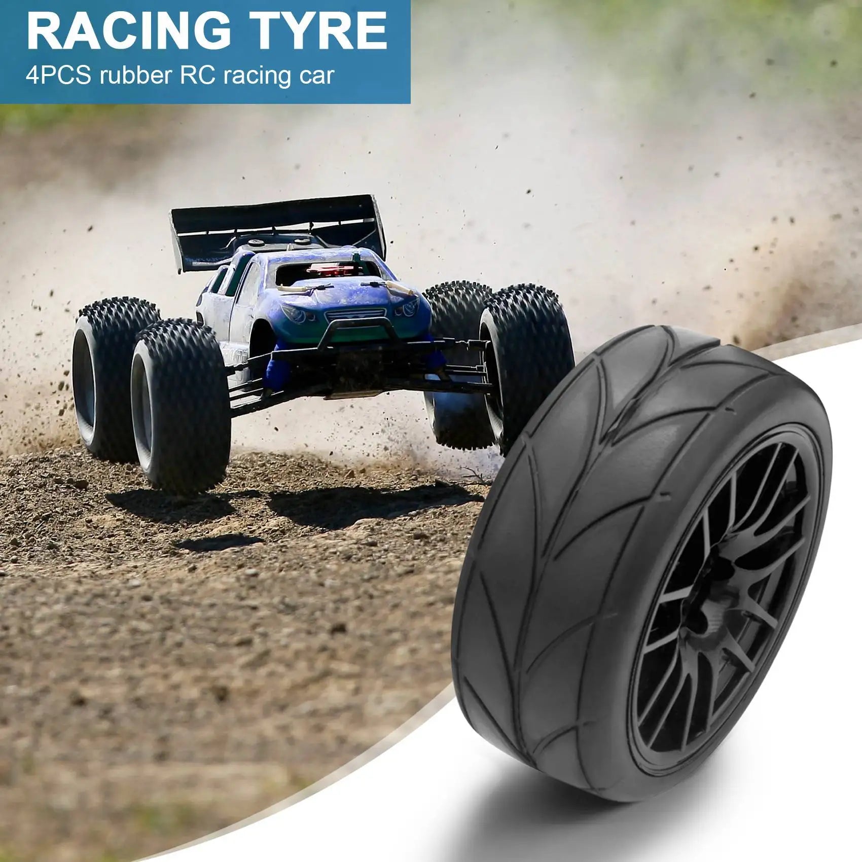 4pcs 1/10 RC On-Road Racing Tires with Rims for 9068-6081 RC Car