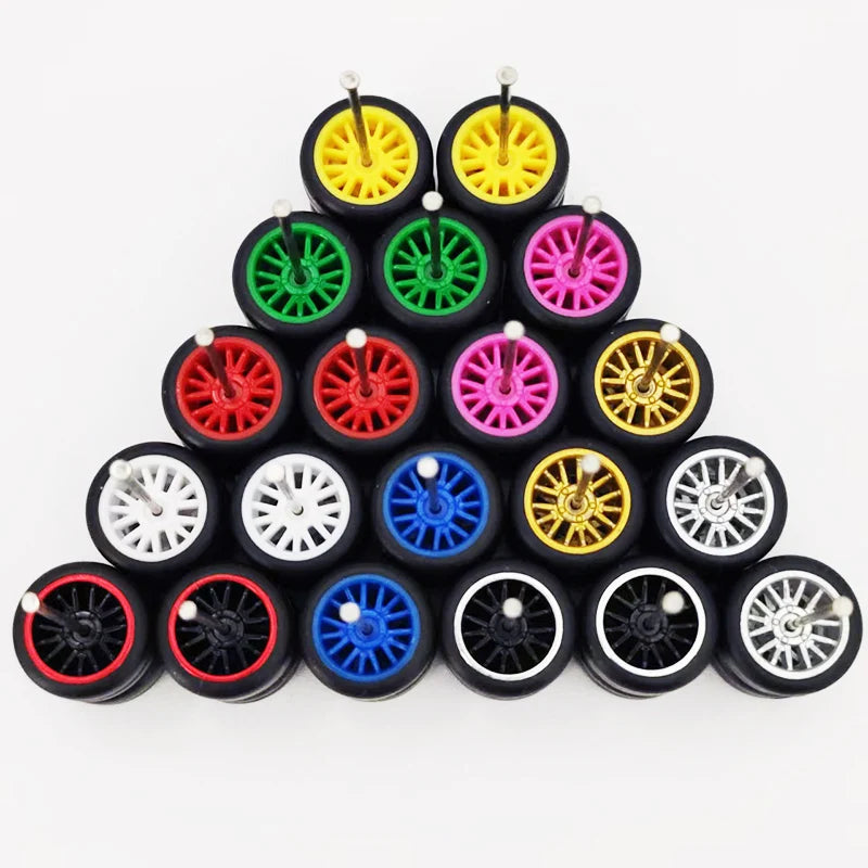 20pcs (10 Sets) 1/64 Alloy Wheels with Off-Road Tires – Modified for Matchbox, Domeka, Tomy Car Models
